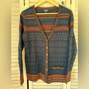 Pendleton Geometric Knit Cardigan in Blue and Orange